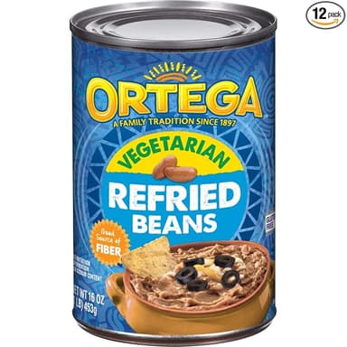 Ortega Refried Beans, Vegetarian, 16 Ounce (Pack of 12 - Image 1