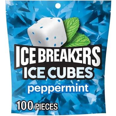ICE BREAKERS Ice Cubes Peppermint Sugar Free Chewing Gum Pouch, 8.11 oz (100 Pieces - Image 1