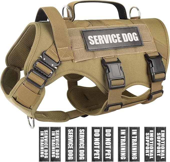WINSEE Service Dog Vest Harness for Medium Dog, Tactical Working MOLLE Vest with 10 Pet Patches, No Pull Heavy Duty Harness for Training Walking - Image 1