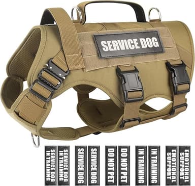 WINSEE Service Dog Vest Harness for Medium Dog, Tactical Working MOLLE Vest with 10 Pet Patches, No Pull Heavy Duty Harness for Training Walking - Image 1