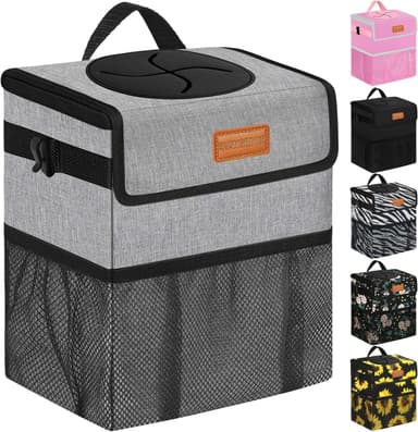 Car Trash Can Bin for Back Seat Leak Proof, Cute Car Trash Bag Hanging, Vehicle Trash Can for SUV Truck Van, Automotive Garbage Cans Front Seat Grey - Image 2