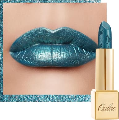 Oulac Metallic Green Lipstick for Women with Metallic 3D Shine, Lightweight Hydrating Formula, High-Impact Lip Color, Vegan Beauty, Full Coverage Lip Makeup, Turquoise (20 - Image 2