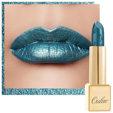 Oulac Metallic Green Lipstick for Women with Metallic 3D Shine, Lightweight Hydrating Formula, High-Impact Lip Color, Vegan Beauty, Full Coverage Lip Makeup, Turquoise (20 - Image 1