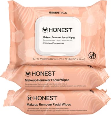 Honest Beauty Fragrance Free Cleansing Makeup Remover Facial Wipes | Plant Based, Hypoallergenic, Gentle for Sensitive Skin | 90 Count - Image 2