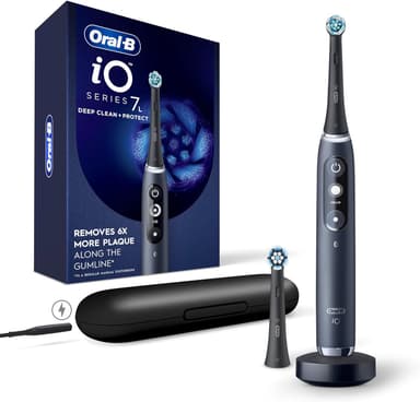 Oral-B iO Deep Clean + Protect Rechargeable Electric Toothbrush, Black with a iO Series 7 Toothbrush, 2 Replacement Brush Heads, and a Charging Travel Case - Image 2