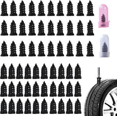 60 Pcs Tire Repair Screws, Tire Repair Rubber Nail, Screw in Tire Plugs,Quick Tool Tire Plugs, Self-Service Tire Repair Rubber Nail Kit for Patching Punctures in Vacuum Tires of Cars, Motorcycles - Image 1
