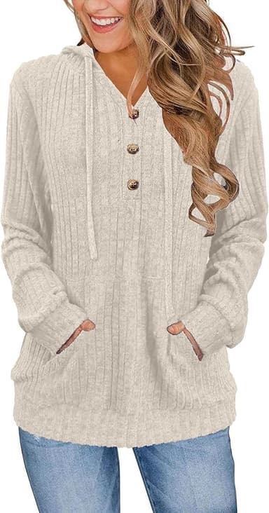 Womens Sweaters Fashion Hoodies Long Sleeve Tops Casual Sweatshirts Fall Outfits Pullover Winter Clothes 2025 - Image 1