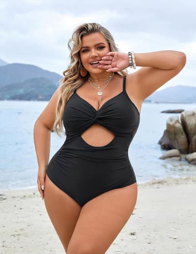 Blooming Jelly Womens Plus Size Bathing Suit Tummy Control One Piece Swimsuit Twist Front Ruched Swimwear - Image 6