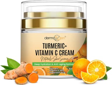 Turmeric Face Cream + 30% Vitamin C Glow Boosting Moisturizer & Skin Repairing, Hydrating with Organic Ingredients Anti-Aging Facial Cream, Normal, Dry, Oily & Combination Skin - 1.7 FL OZ - Image 2