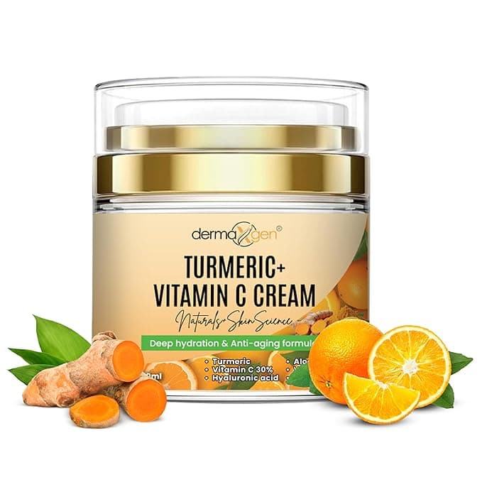 Turmeric Face Cream + 30% Vitamin C Glow Boosting Moisturizer & Skin Repairing, Hydrating with Organic Ingredients Anti-Aging Facial Cream, Normal, Dry, Oily & Combination Skin - 1.7 FL OZ - Image 1