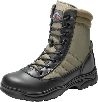 NORTIV 8 Men's Military Tactical Work Boots Side Zipper Leather Motorcycle Combat Boots Trooper - Image 1