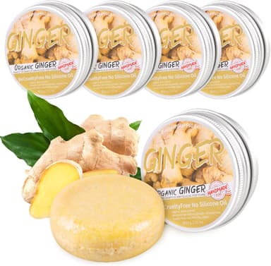Ginger Hair Regrowth Shampoo Bars - Pack of 5, Promotes Hair Growth, Natural Organic Anti-Dandruff and Anti-Itching Ginger Soap - Image 2