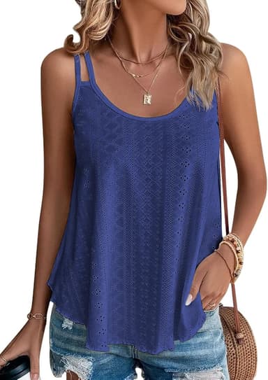 ATHMILE Women's Tank Tops Sleeveless Summer Top Fashion Spaghetti Strap Trendy Spring Shirt Loose Fit Beach Vacation 2025 Casual Dark Blue - Image 2