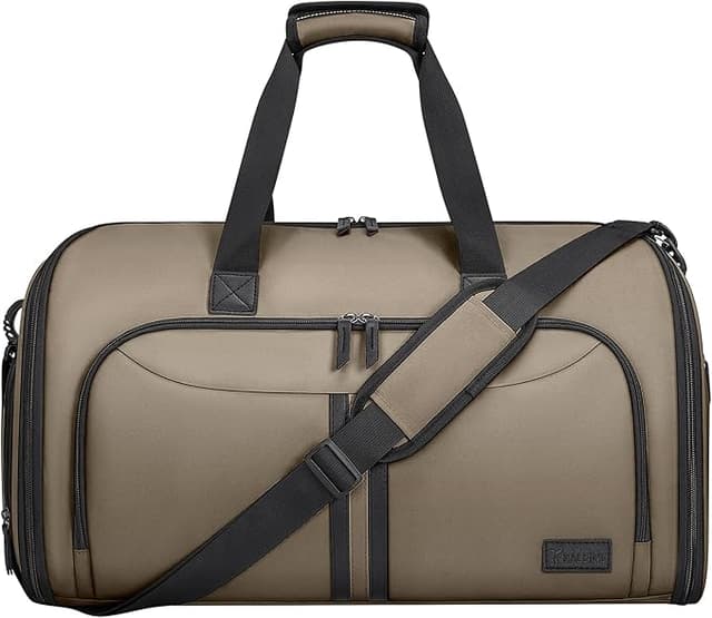 BALEINE Convertible Garment Bag with Shoe Compartment, 2 in 1 Carry on Garment Duffle Bags for Travel, Suit Bag for Men Women (Brown