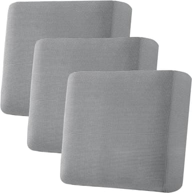 H.VERSAILTEX Super Stretch Individual Seat Cushion Covers - Sofa & Couch Cushion Slipcover Sets - Thick Jacquard Textured Twill Fabric (3 Piece XL, Dove - Image 2
