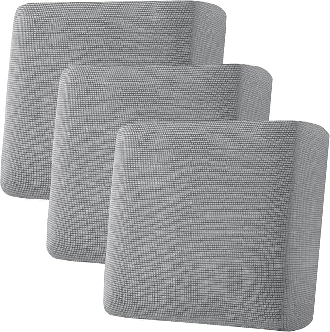 H.VERSAILTEX Super Stretch Individual Seat Cushion Covers - Sofa & Couch Cushion Slipcover Sets - Thick Jacquard Textured Twill Fabric (3 Piece XL, Dove - Image 1