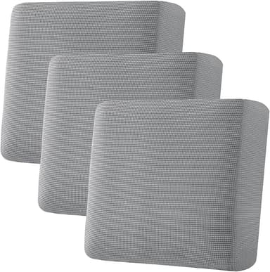 H.VERSAILTEX Super Stretch Individual Seat Cushion Covers - Sofa & Couch Cushion Slipcover Sets - Thick Jacquard Textured Twill Fabric (3 Piece XL, Dove - Image 1