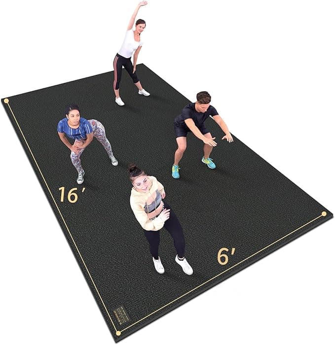 GXMMAT Extra Large Exercise Mat 16'x6'/12'x6'/10'x6'/8'x6'(7mm), Extra Wide Workout Mats for Home Gym Flooring, Non-Slip Thick Durable Cardio Mat for MMA,Plyo,Jump Rope,Weights,Fitness,Shoe-Friendly - Image 1
