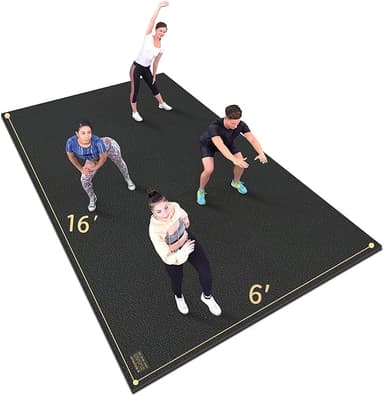 GXMMAT Extra Large Exercise Mat 16'x6'/12'x6'/10'x6'/8'x6'(7mm), Extra Wide Workout Mats for Home Gym Flooring, Non-Slip Thick Durable Cardio Mat for MMA,Plyo,Jump Rope,Weights,Fitness,Shoe-Friendly - Image 1