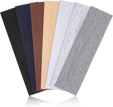 Headbands for Women, Stretchy Non Slip Soft Cotton Cloth Hair Bands for Sports, Workout, Yoga and Running, 7pcs - Image 2