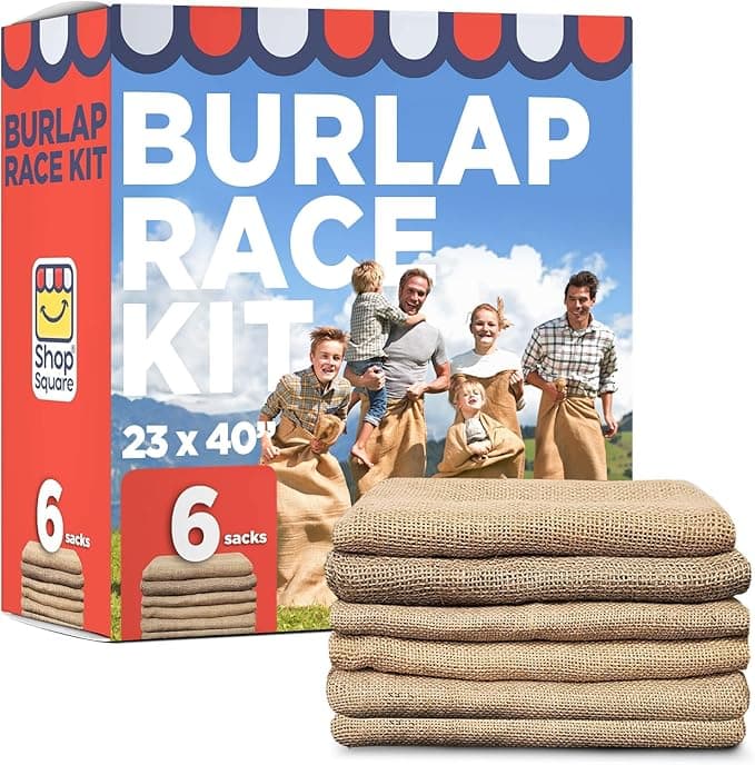 Shop Square Potato Sack Race Bags, 23x40 - Set of 6, Fun Burlap Sacks for Kids & Adults, Perfect for Field Day, BBQs, Picnics, Parties & More - Image 1