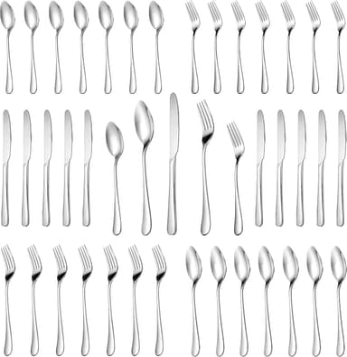 MUTNITT 30 Pcs Silverware Set Service for 6,Premium Stainless Steel Flatware Set,Mirror Polished Cutlery Utensil Sets,Durable Kitchen Eating Tableware Sets,Include Fork Knife Spoon,Dishwasher Safe - Image 2