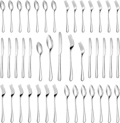 MUTNITT 30 Pcs Silverware Set Service for 6,Premium Stainless Steel Flatware Set,Mirror Polished Cutlery Utensil Sets,Durable Kitchen Eating Tableware Sets,Include Fork Knife Spoon,Dishwasher Safe - Image 1