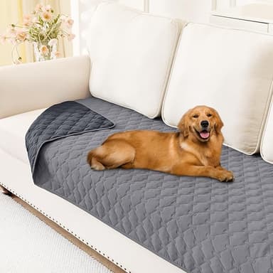 Smiry Waterproof Dog Bed Cover Blanket, Soft Reversible Pet Blanket, Washable Leakproof Cats Dogs Couch Cover for Sofa, Couch, Furniture, Plaid (30x70 Inch, Grey/Dark Grey - Image 1