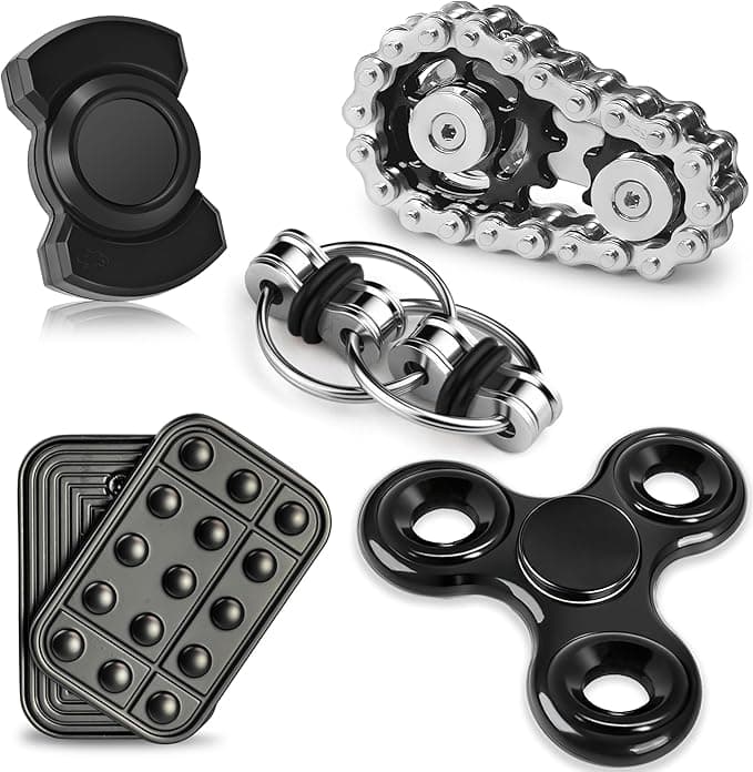 Valentines Day Gifts for Him 5 Pcs Fidget Toys Adults & Teen Metal Fidgets Spinner Magnetic Slider Cool Gadgets Office Desk Toy Stress Relief Sensory Items for Autism ADHD Anxiety Gift for Teen Boys - Image 1