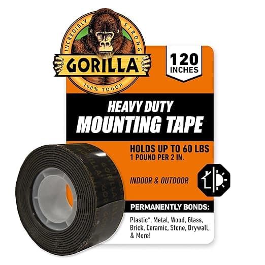 Gorilla Heavy Duty Double Sided Mounting Tape, Black Tape, 1" x 120" (Pack of 1) - Weatherproof for Indoor or Outdoor - Image 1