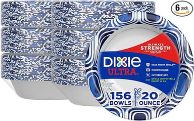 Dixie Ultra, Large Paper Bowls, 20 Oz, 26 Count (Pack of 6), Microwave Safe, Compostable, Disposable Bowls Great For Breakfast, Lunch, And Dinner Meals - Image 1