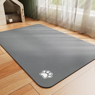 Dog Food Mat - Absorbent Cat Mat for Food and Water, No Stains Pet Feeding Bowl Mat, Easy to Clean Pet Placemats, Quick Dry Dog Water Dispenser Mat for Messy Drinkers | Paw Dark Grey 18"x 28" - Image 2
