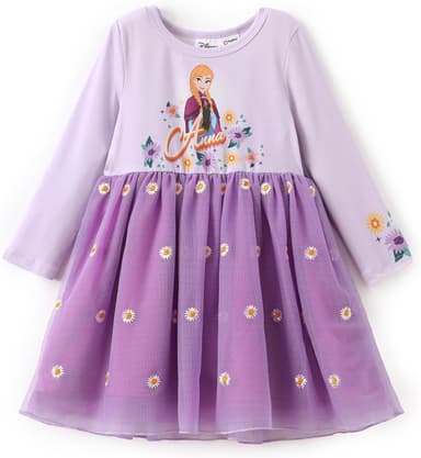 Disney Frozen Elsa Princess Cinderella Ariel Jasmine Rapunzel Baby/Toddler Dress, Ruffle Long-Sleeve Mesh Overlay Tulle Dress - Image 2
