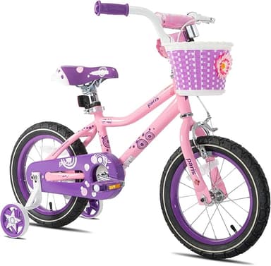 JOYSTAR Paris Girls Bike for Ages 3-8 Years Old, 14 16 18 Inch Kids Bike with Training Wheels, Basket and Handbrake, Multiple Colors - Image 1