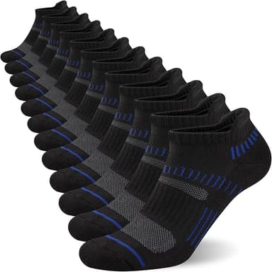 COOPLUS Mens Ankle Socks Athletic Cushioned Breathable Low Cut Tab With Arch Support - 6 Pairs - Image 1