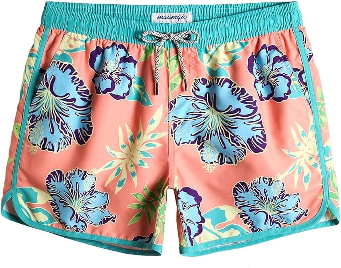 maamgic Mens Boys Short 80s 90s Vintage Swim Trunks with Mesh Lining Quick Dry Swim Suits Board Shorts - Image 1