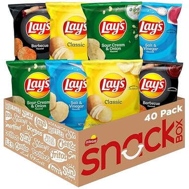 Lay's Potato Chips, 4 Flavor Variety Pack, 1 oz Single Serve Bags, (40 Pack - Image 1