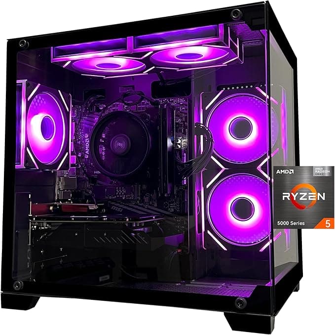 Gaming Desktop Computer PC,AMD Ryzen 5 5600,RTX3050 6GB,32GB RAM and 1TB M.2 NVMe PCle,ARGB Fan,WiFi,Game Design Office Console,Sea View Room,Prebuilt Gaming PC Tower - Image 1