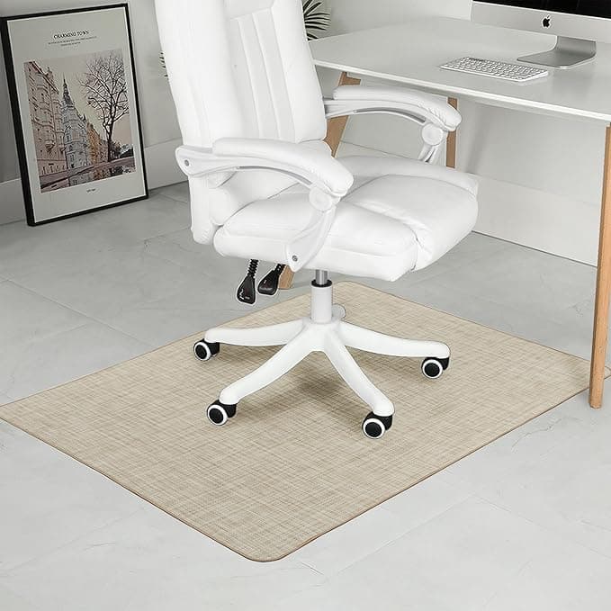 Chair Mat for Hardwood Floor, 47" x 52" Heavy Duty Office Chair Mat for Rolling Chairs, Anti Slip, Non-Curve, Floor Protector for Home Office, Beige Linen - Image 1
