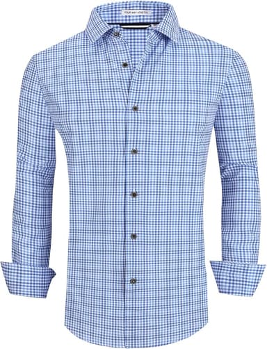 Esabel.C Mens Dress Shirts Wrinkle Free Button Down Shirts Long Sleeve Regular Fit Print Business Shirt - Image 1