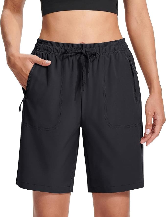MAGCOMSEN Women's Hiking Shorts Lightweight Quick Dry 8" Golf Shorts Water Resistant with 3 Zipper Pockets - Image 1