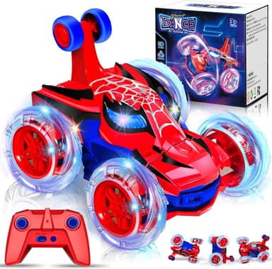 Kids Toys Spider RC Car for Boys 4-7 - Cool Spider Monster Remote Control Crawler Toy 360° Flip Fast Stunt & 4WD Light Up Wheel - Fun Boy Gift Idea for Birthday Chirstmas Stuff Age 3 4 5 6 7 8 - Image 2