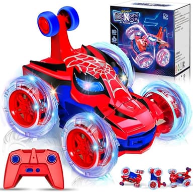 Kids Toys Spider RC Car for Boys 4-7 - Cool Spider Monster Remote Control Crawler Toy 360° Flip Fast Stunt & 4WD Light Up Wheel - Fun Boy Gift Idea for Birthday Chirstmas Stuff Age 3 4 5 6 7 8 - Image 1