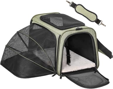 Petsfit Expandable Cat Carrier Dog Carrier,Airline Approved Soft-Sided Portable Pet Travel Washable Carrier for Kittens,Puppies,Removable Soft Plush mat and Pockets,Locking Safety Zippers - Image 2