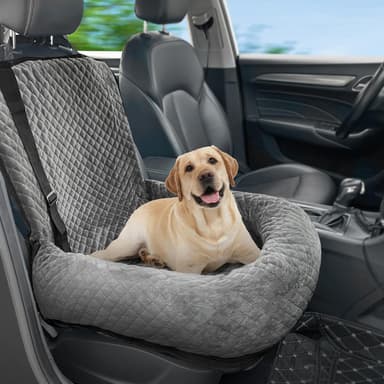 Dog Car Seat for Small Medium Dogs,Detachable Washable Travel Safety Pet Booster Seat, Comfy Ultra Soft and Multifunctional Car Travel Bed,Grey - Image 2