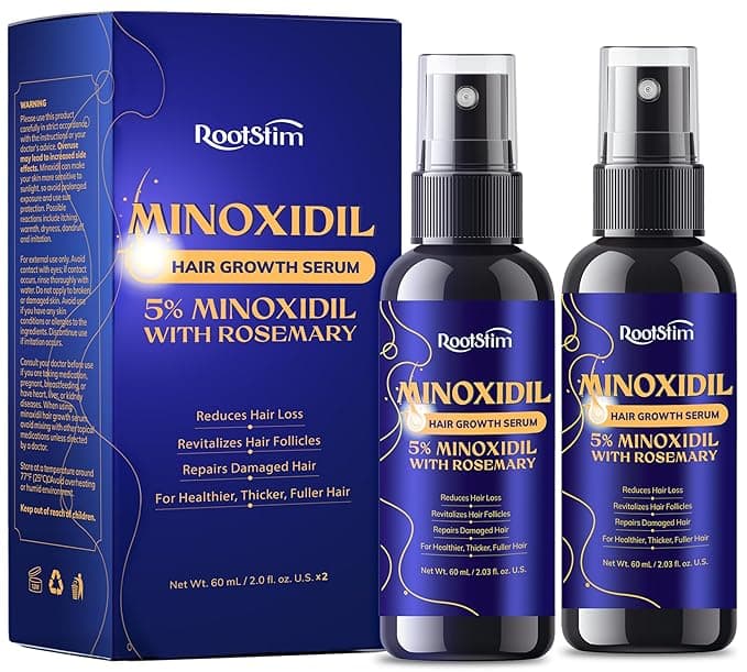 5% Minoxidil Hair Growth for Men and Women: 2-Pack Extra Strength Minoxidil Hair Loss Treatment Serum with Rosemary for Faster Stronger Thicker Hair Growth - 60ML Each - Image 1