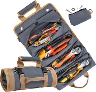 Tool Bag Tool Bags for Men Heavy Duty Tool Organizer, Portable Roll Up Tool Bag Gifts For Him, Mechanic, Electrician and Hobbyist, Car Tool Roll Organizer - Image 2