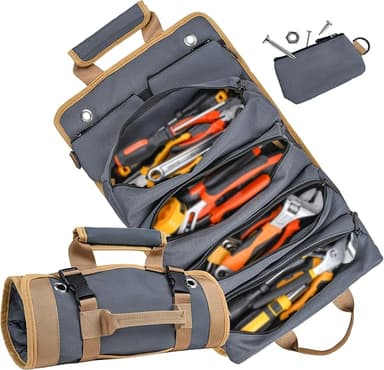Tool Bag Tool Bags for Men Heavy Duty Tool Organizer, Portable Roll Up Tool Bag Gifts For Him, Mechanic, Electrician and Hobbyist, Car Tool Roll Organizer - Image 1