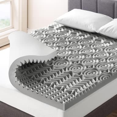 Mellow 3 Inch 5-Zone Memory Foam Mattress Topper with Plant-based Infusion and Moisture Control, CertiPUR-US Certified, Full,Grey - Image 2