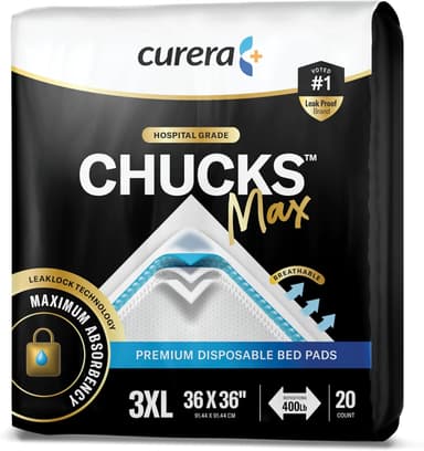 Chucks® MAX Hospital Bed Pads Disposable Adult 36 x 36 Breathable Incontinence Pads - XXX-Large Pee Pads for Adults - Heavy Duty 10X Absorbency Underpads - 400 Lbs. Patient Repositioning [20 Count - Image 2